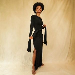 Black double Slit Gown